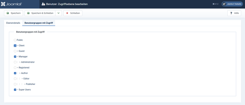 Benutzergruppe "Client" hinzufügen