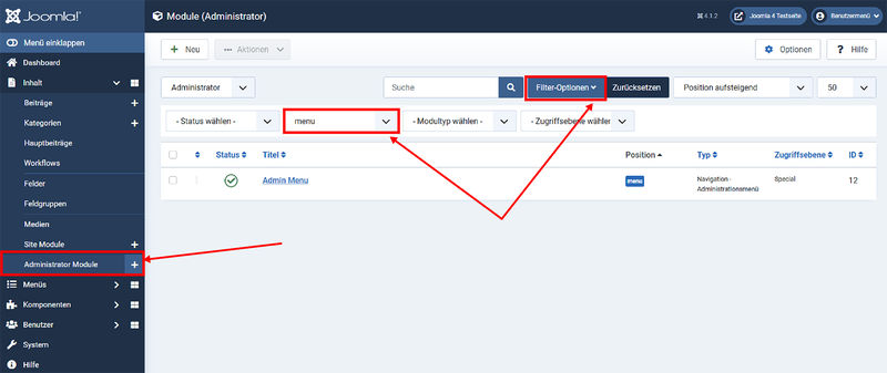 Ein neues Menümodul muss her