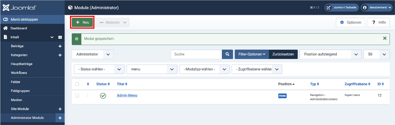 Neues Admin-Modul erstellen