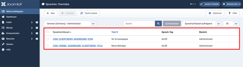Die beiden neuen Sprach-Overrides