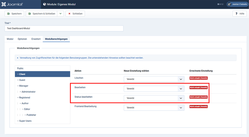 Berechtigungen kontrollieren