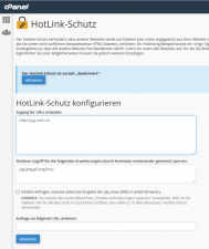 Konfiguration des Hotlink-Schutzes